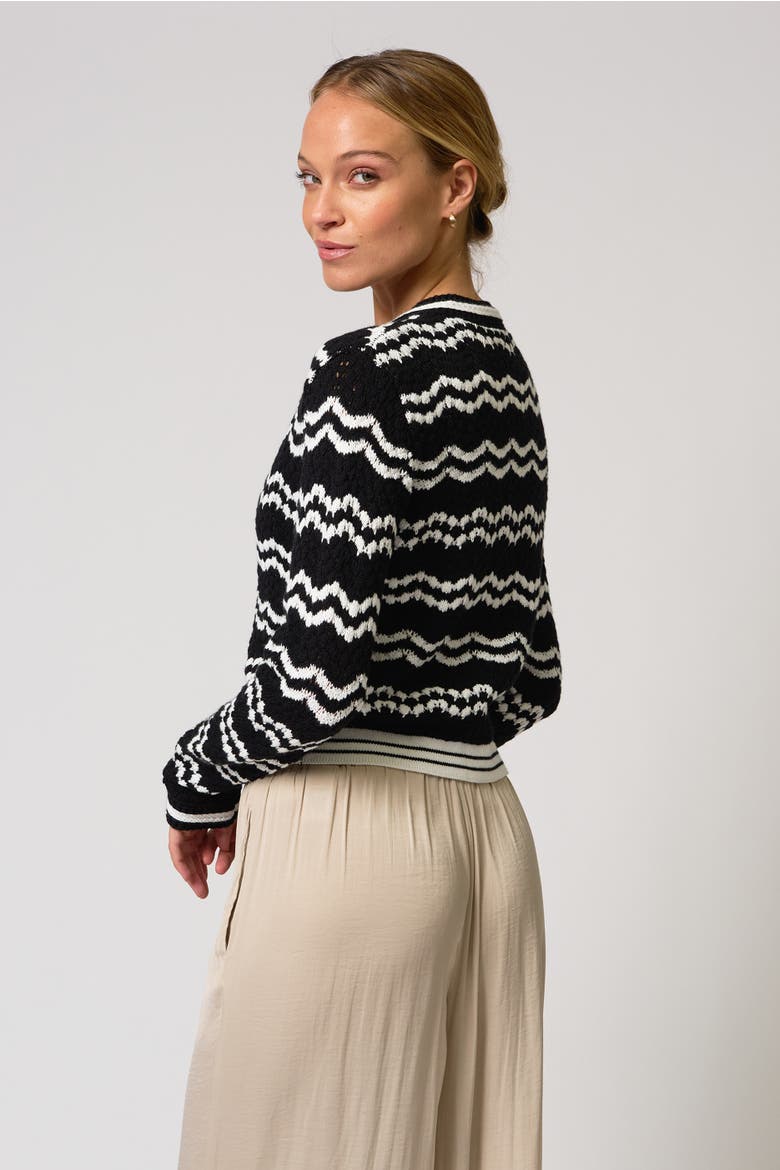 Francie Novelty Crochet Cardi, Alternate, color, BLACK/WHITE