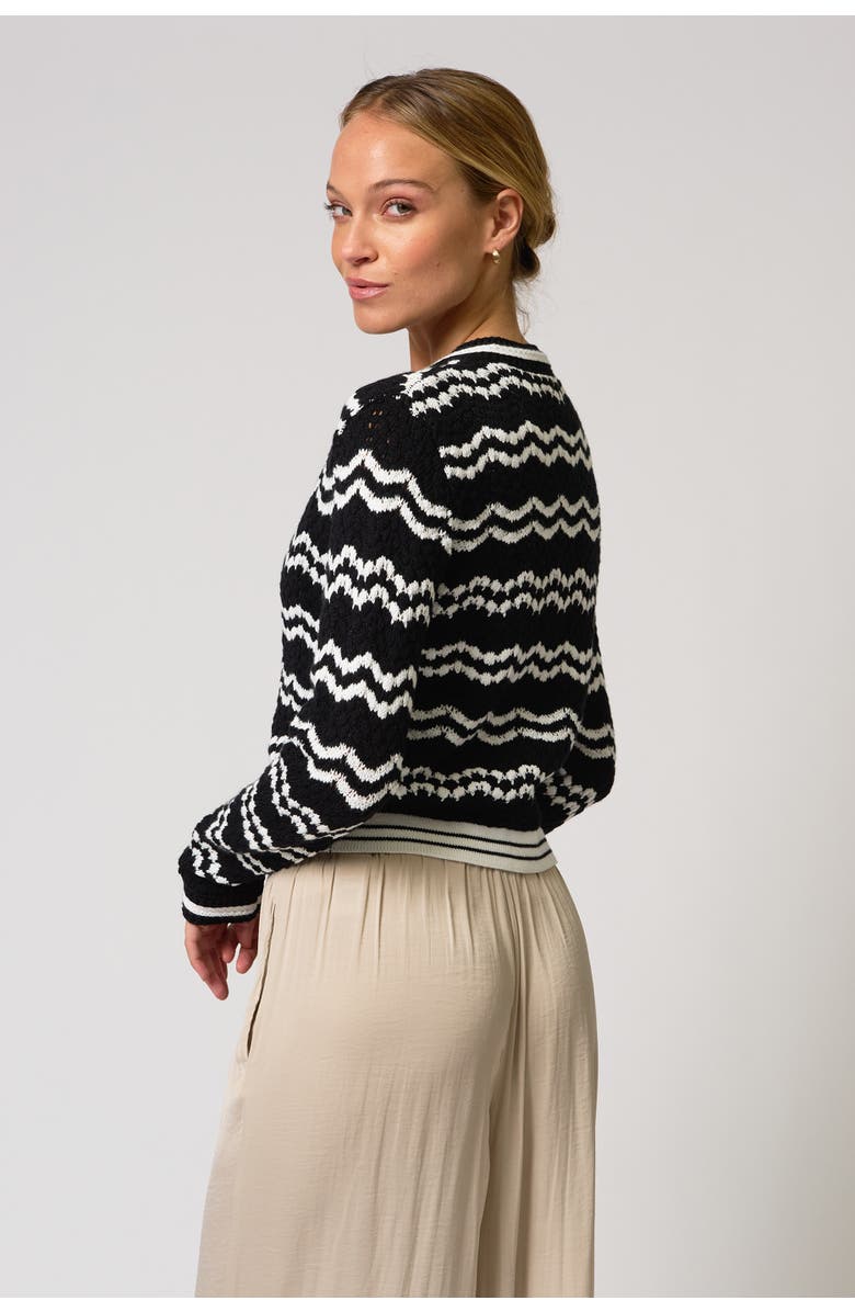 Central Park West Francie Novelty Crochet Cardi, Alternate, color, Black/White