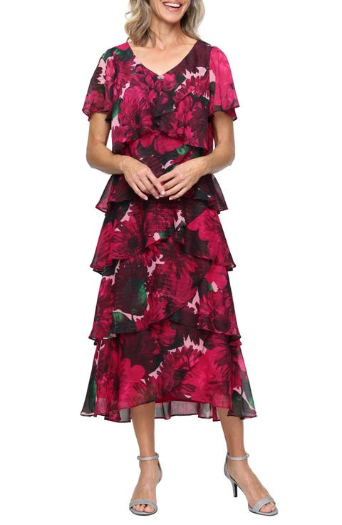 Floral Print Ruffle Maxi Dress