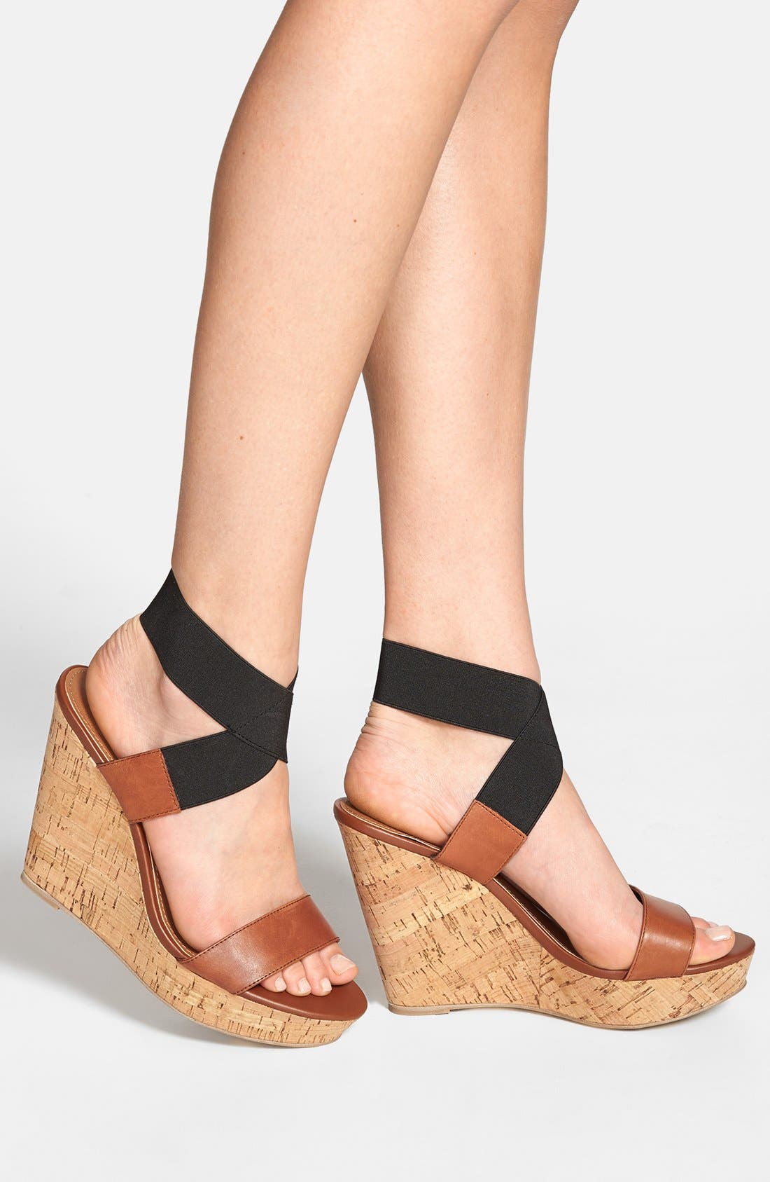 'Roperr' Wedge Sandal, Alternate, color, COGNAC MULTI
