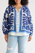 DR2 by Daniel Rainn Border Print Button-Up Shirt