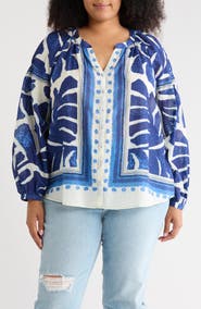 DR2 by Daniel Rainn Border Print Button-Up Shirt
