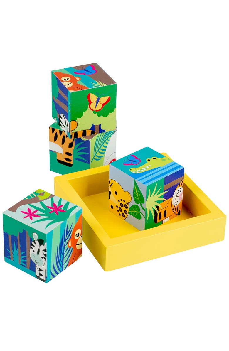 ORANGE TREE TOYS Jungle Animals Four Blocks Puzzle, Wooden, Toddlers & Kids, Main, color, Multicolored