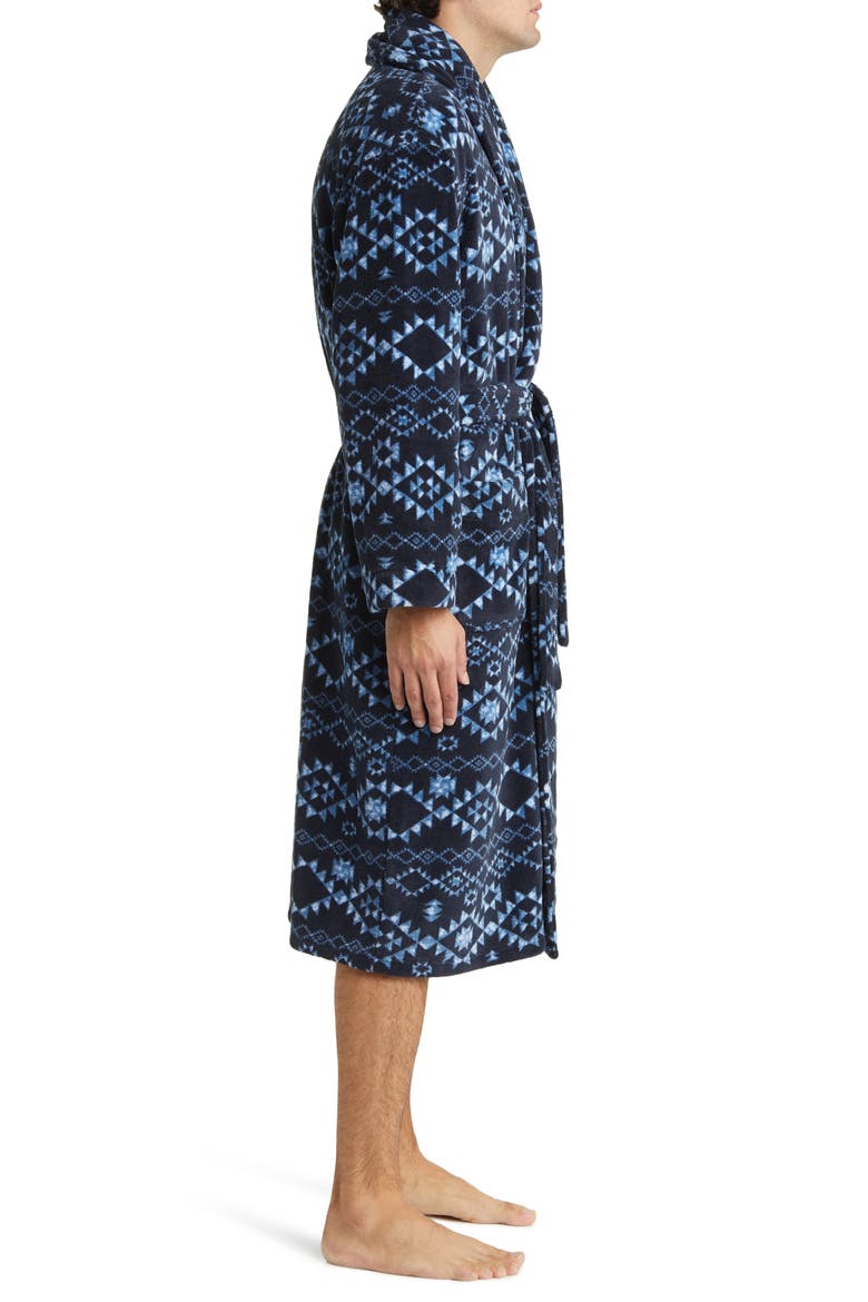 Geo Pattern Shawl Collar Robe, Alternate, color, BLUE