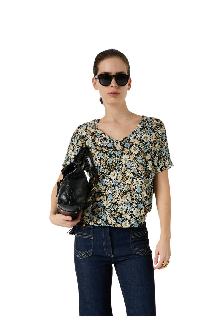 Malinae Floral Print T-Shirt, Main, color, Jeans