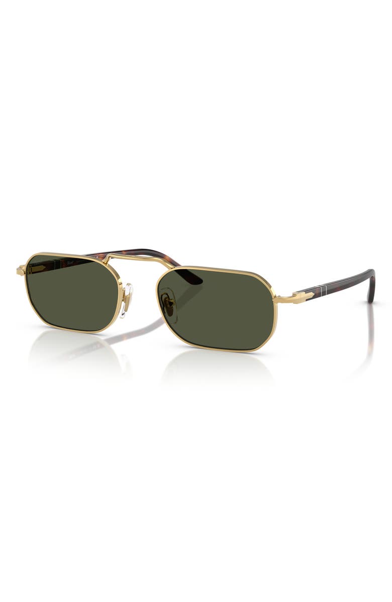 Persol 57mm Polarized Rectangular Sunglasses, Alternate, color, Gold/ Green