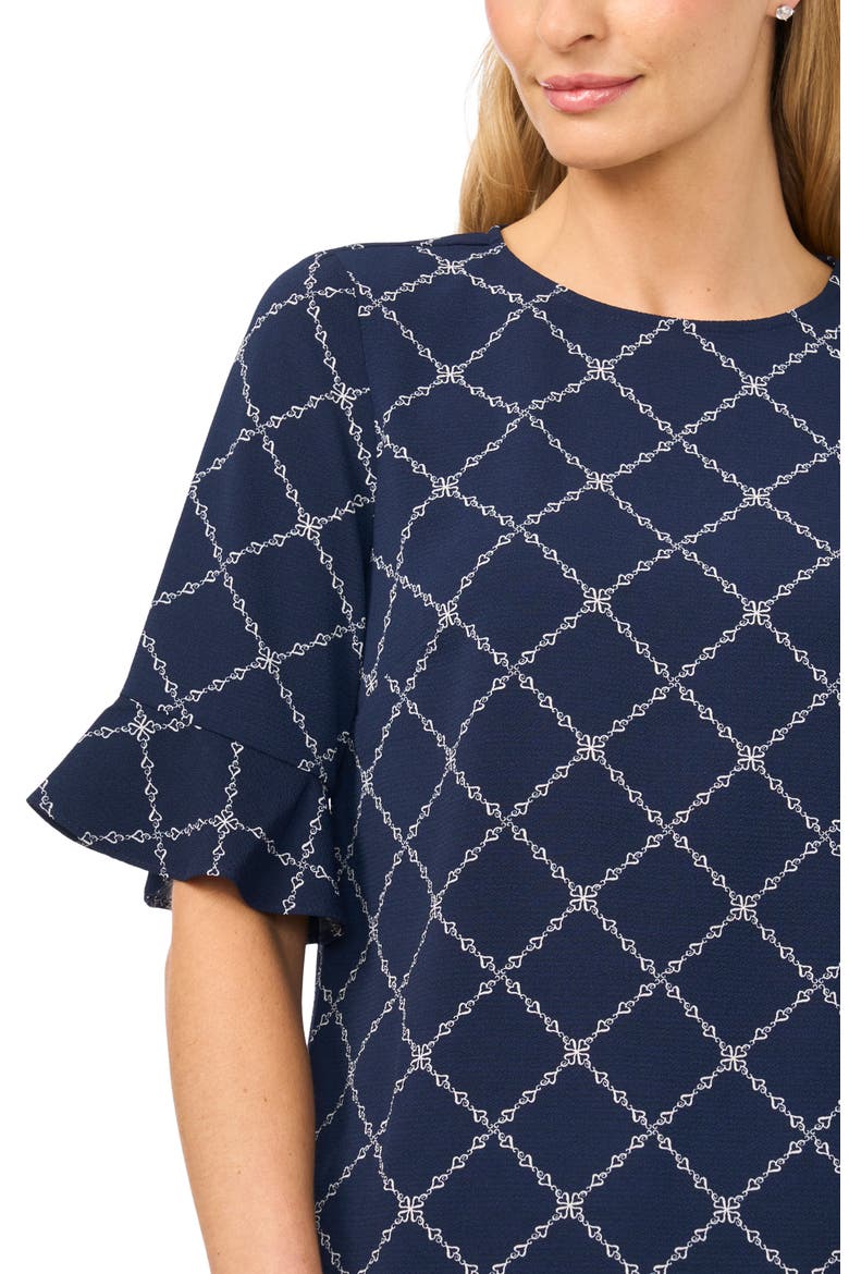 Print Ruffle Cuff Top, Alternate, color, CLASSIC NAVY