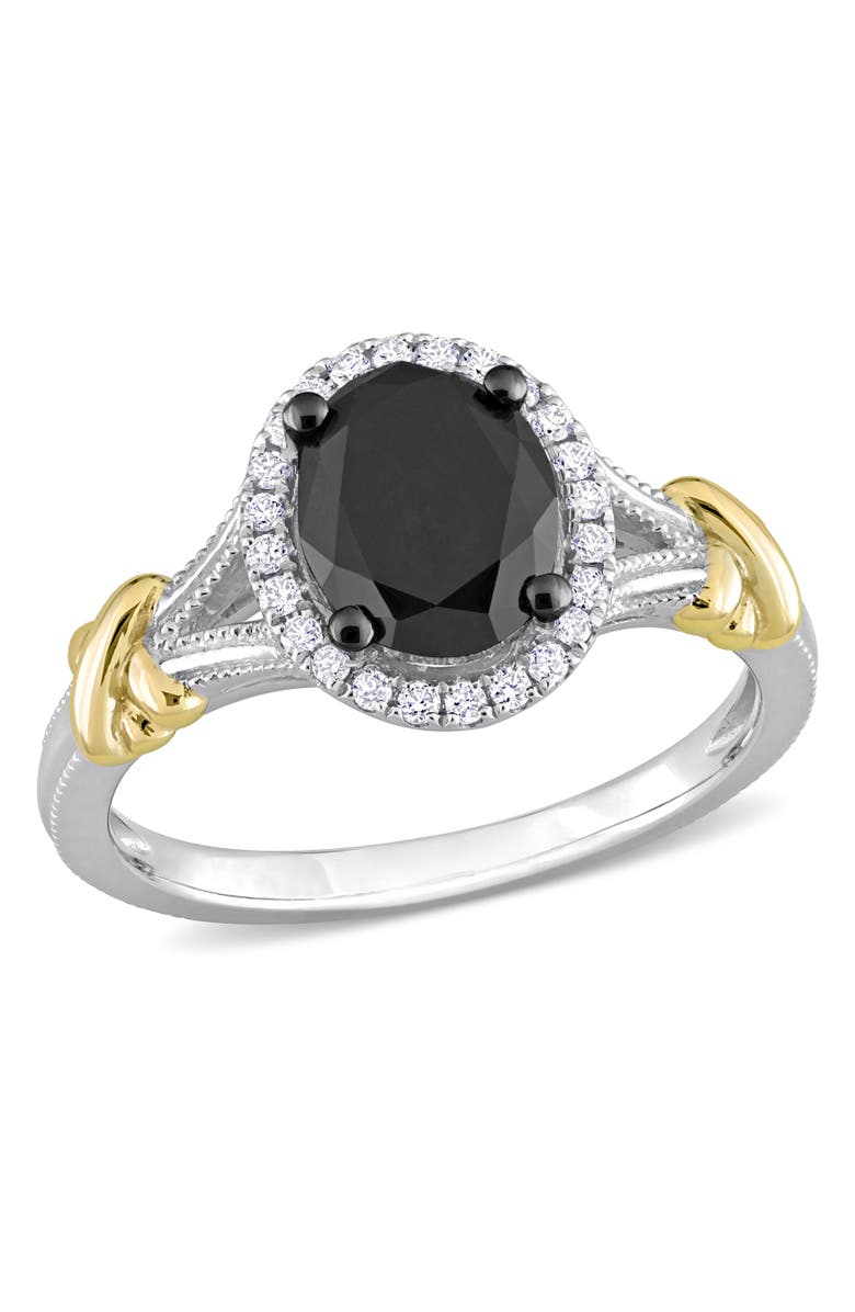 Julianna B. Black & White Diamond Oval Halo Ring 14k, Main, color, 
