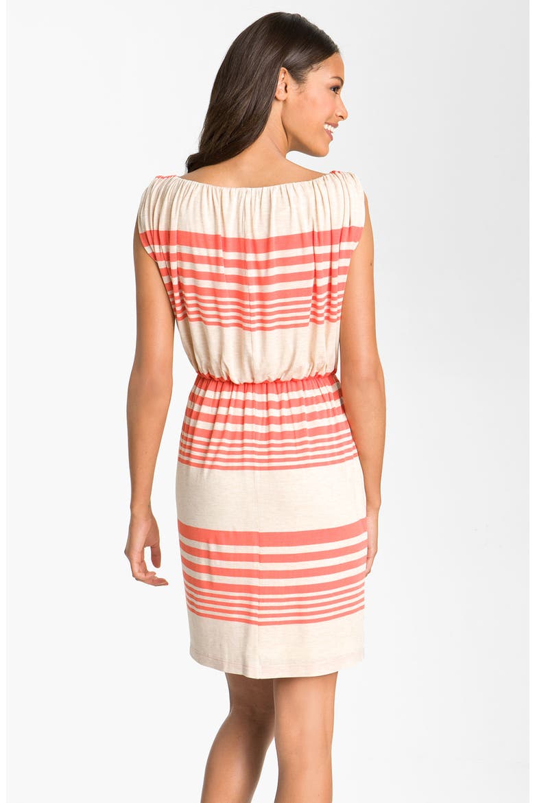 Stripe Jersey Blouson Dress, Alternate, color, OATMEAL/ TANGO