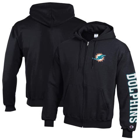 Men's Champion  Black Miami Dolphins Powerblend Fleece Full-Zip Hoodie