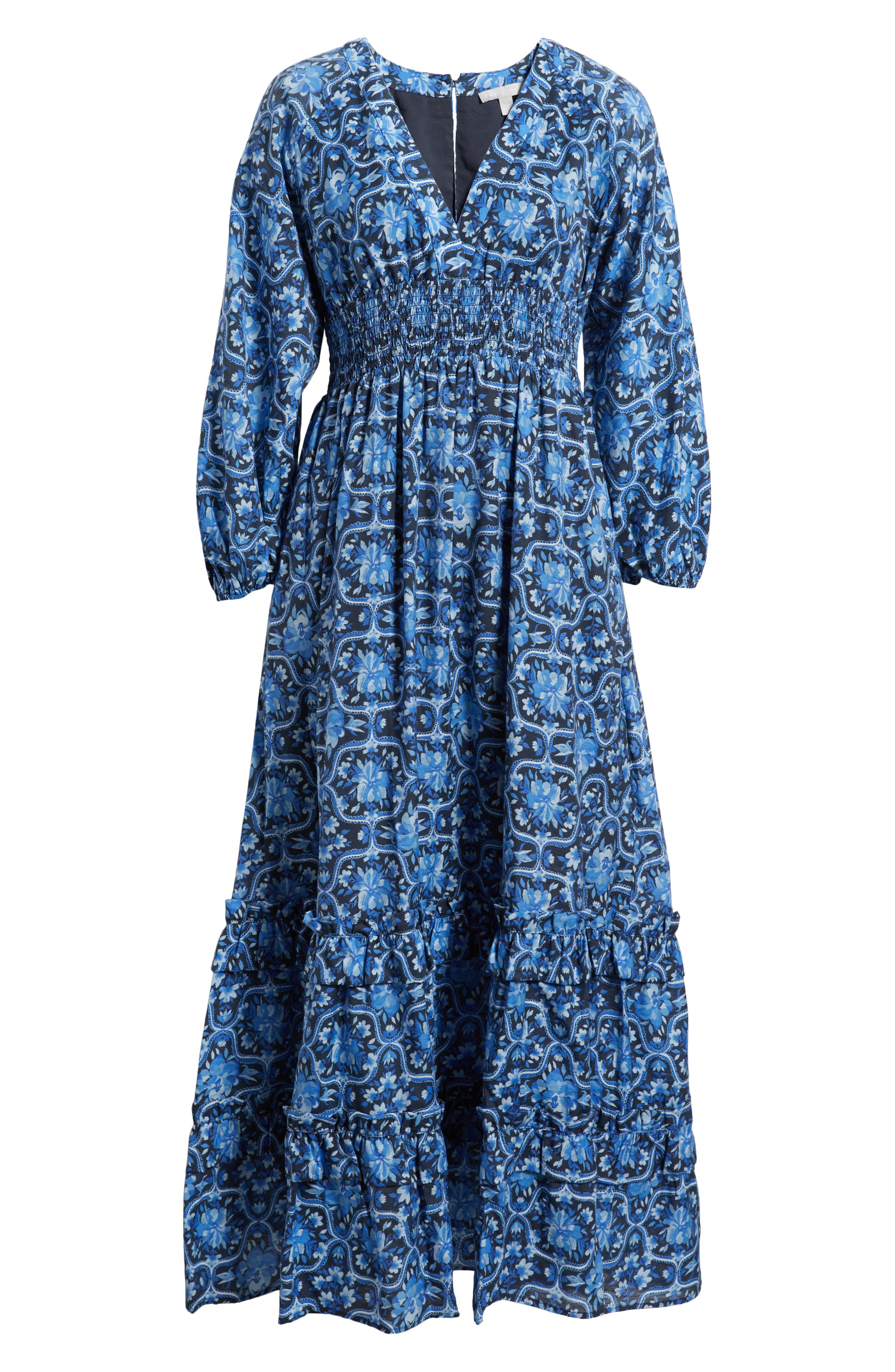 Tiered Ruffle Long Sleeve Maxi Dress