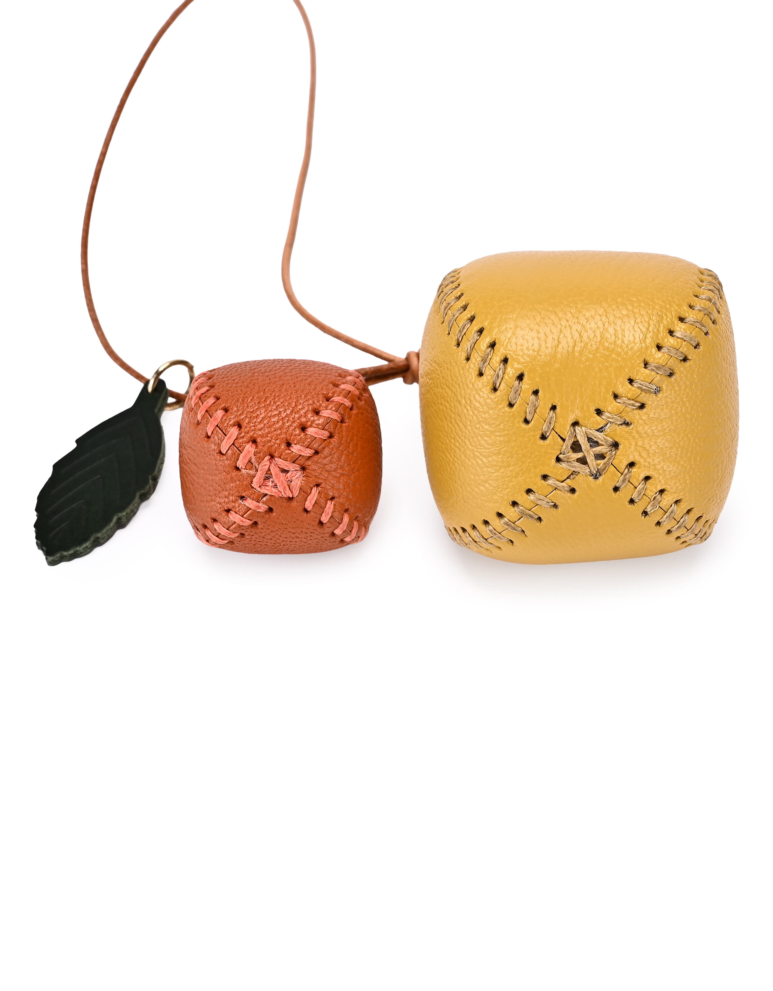 OLD TREND Persi Genuine Leather Botanical Fruit Charm, Alternate, color, Mustard & Terra Cotta