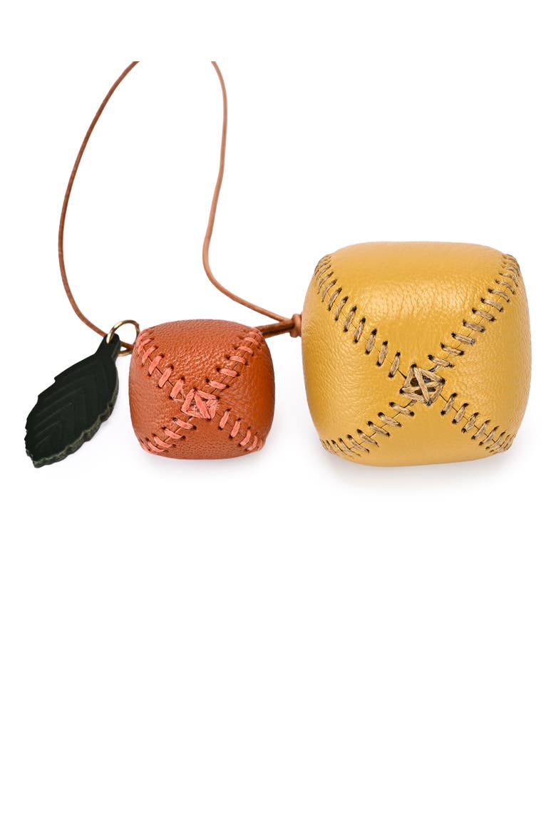 Persi Genuine Leather Botanical Fruit Charm, Alternate, color, Mustard & Terra Cotta