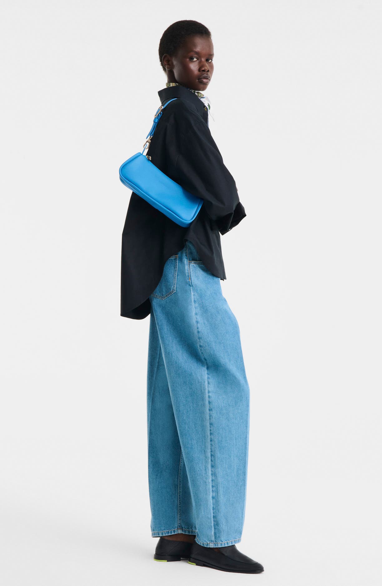 Roseau Small Leather Shoulder Bag, Alternate, color, AZURE