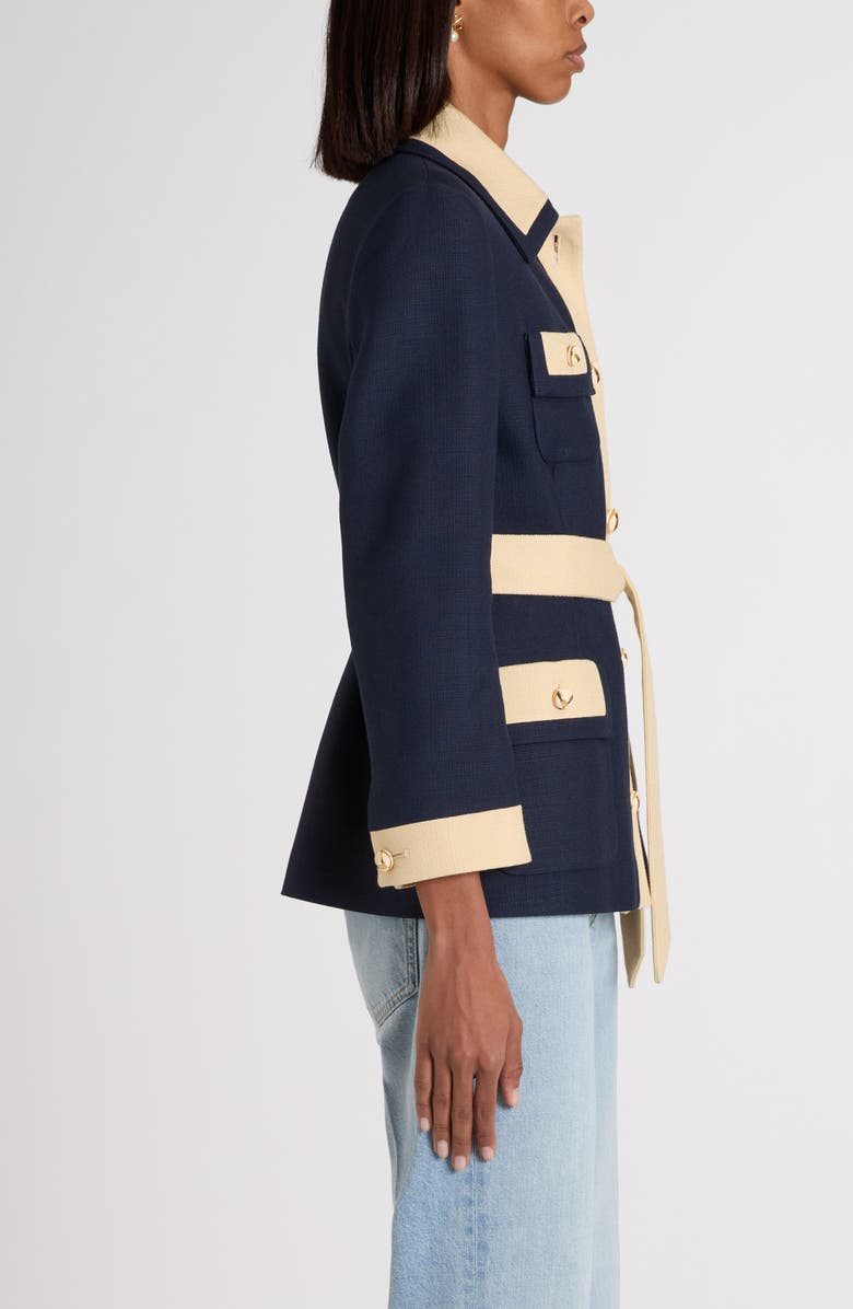 Valentino Garavani Caban Belted Jacket, Alternate, color, Brown/ Blue