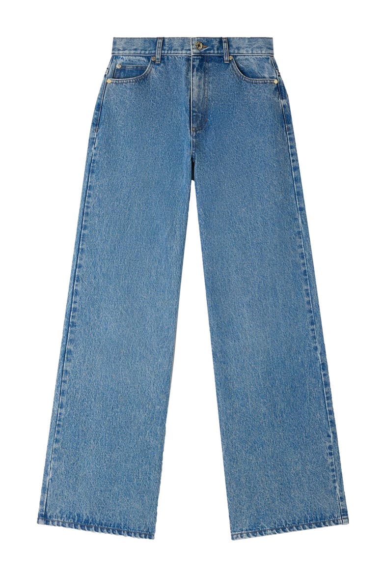 Faded wide straight-leg jeans, Alternate, color, Blue jean