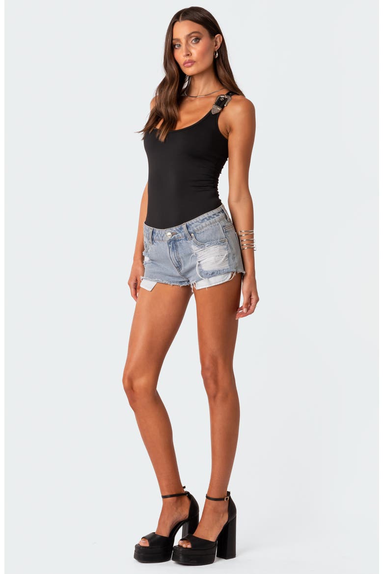 Barker Buckle Strap Bodysuit, Alternate, color, BLACK
