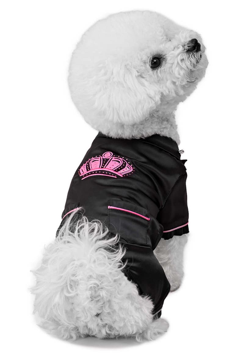 Satin Pajama Dog Tracksuit, Main, color, BLACK