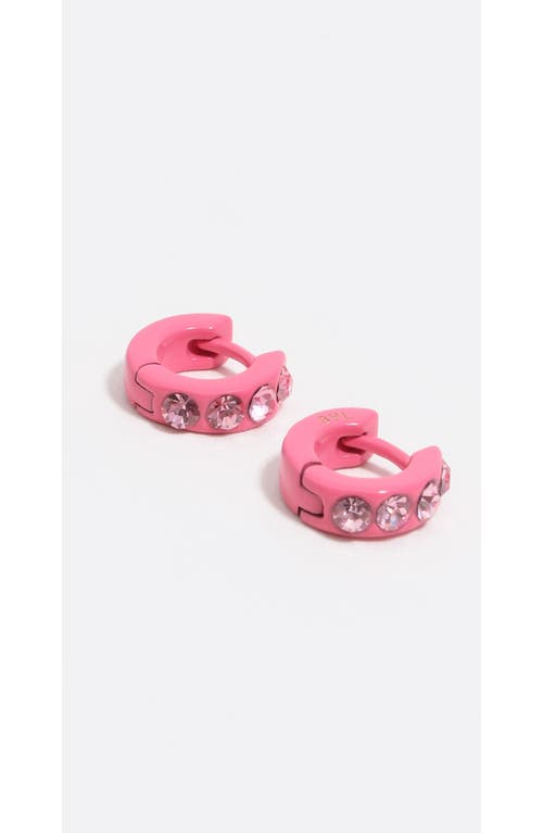 Bimba Y Lola Mini Hoop Earrings With Crystals In Pink
