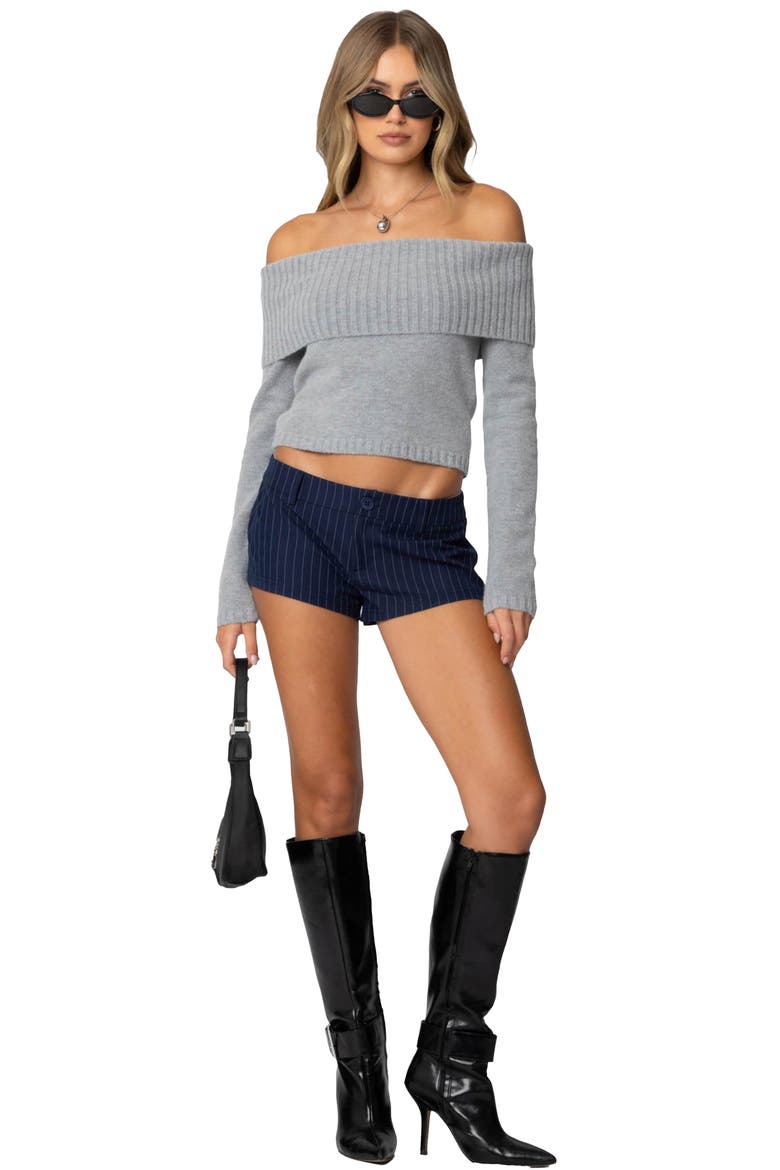 Tamara Foldover Crop Sweater, Alternate, color, GRAY-MELANGE
