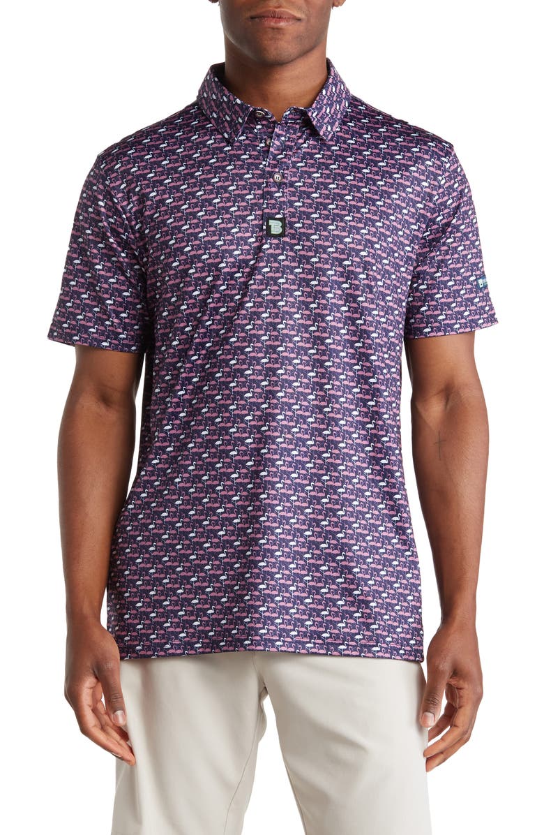 TOM BAINE Patterned Slim Fit Performance Golf Polo, Main, color, Purple