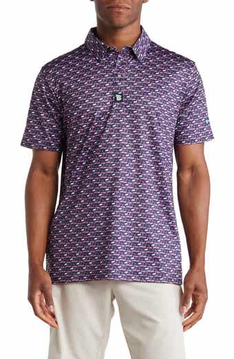 TOM BAINE Patterned Slim Fit Performance Golf Polo