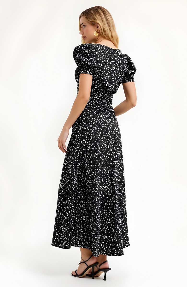 Modenaire Floral Print Maxi Dress with Puff Sleeves, Alternate, color, 