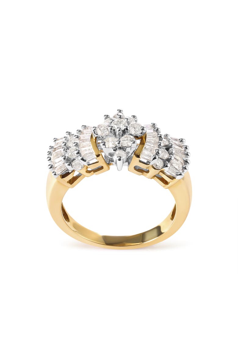 10K Yellow Gold 1.00 Cttw Diamond Starburst Ring Band, Alternate, color, Yellow