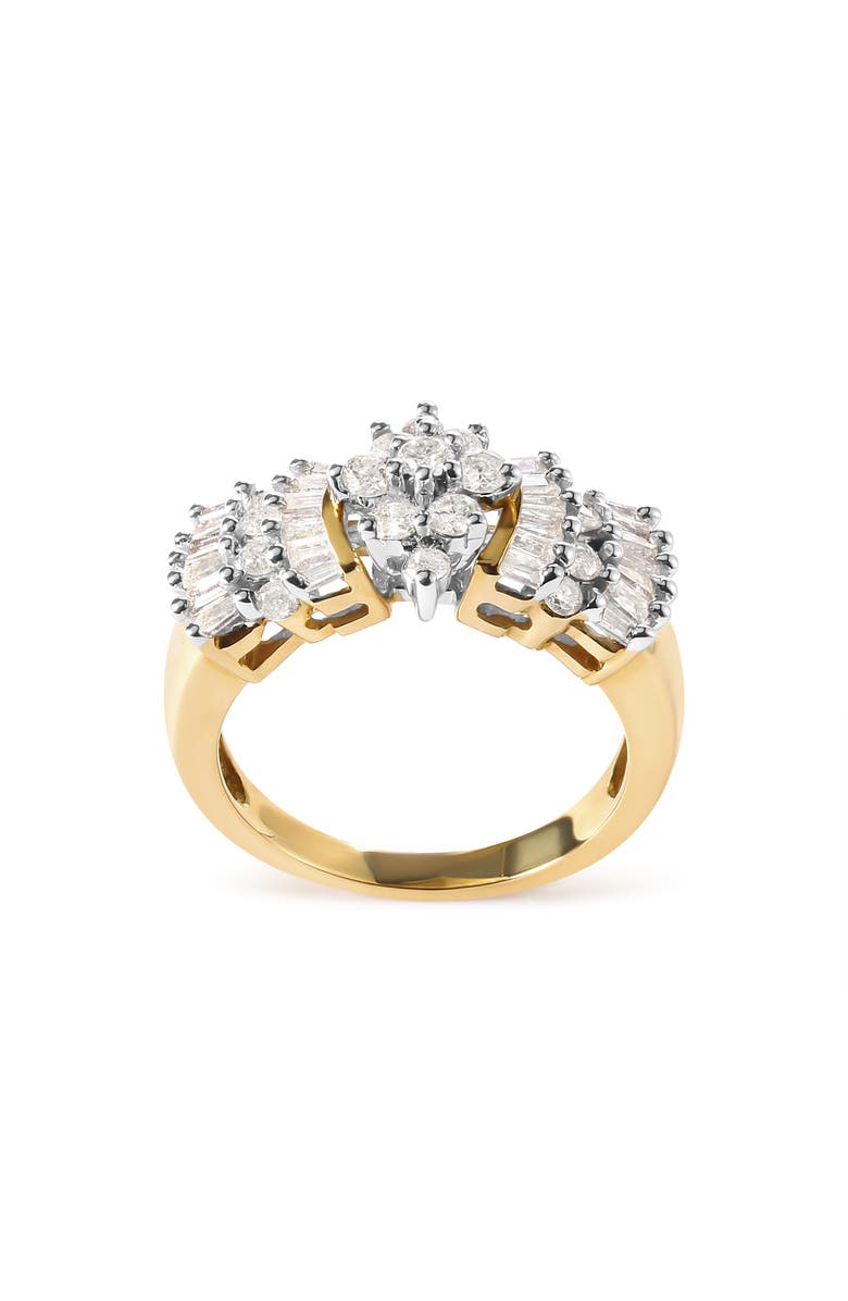 Haus of Brilliance 10K Yellow Gold 1.00 Cttw Diamond Starburst Ring Band, Alternate, color, Yellow