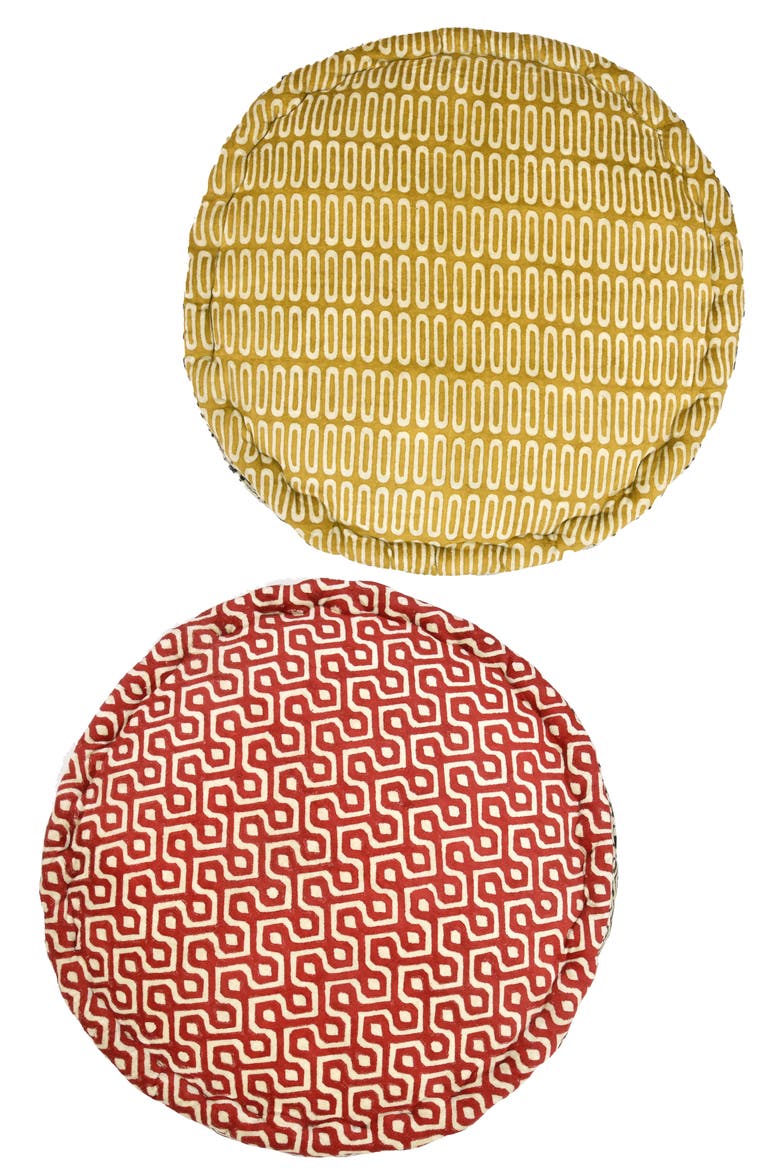 Block Print Meditation Cushion - Round, Alternate, color, Block Print