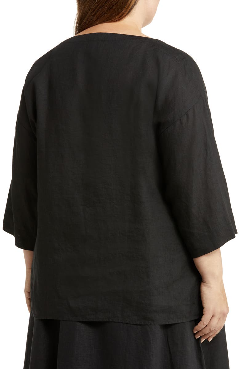 Eileen Fisher Bateau Neck Organic Linen Blend Top, Alternate, color,