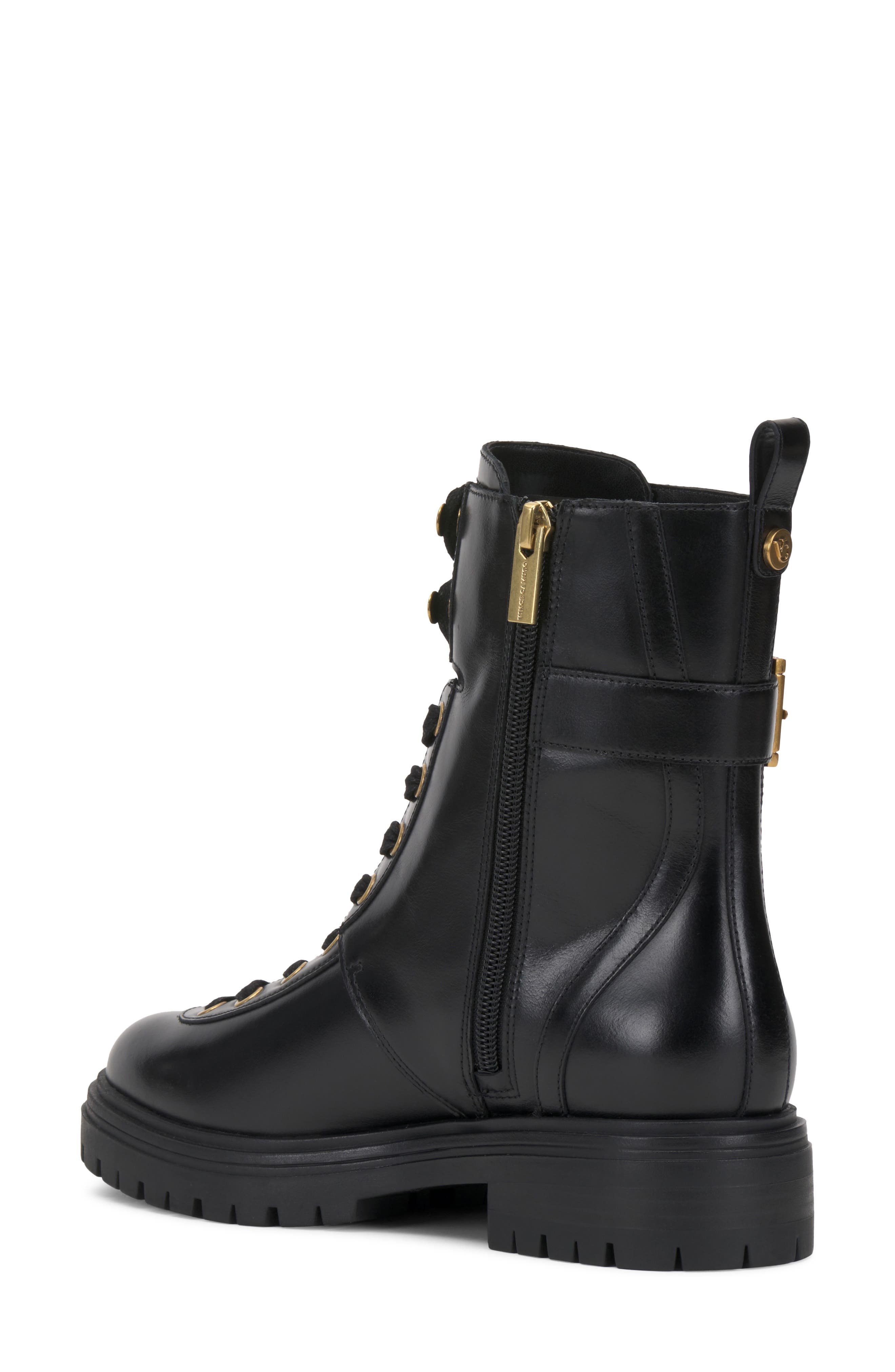 Becinda Leather Combat Boot, Alternate, color, BLACK