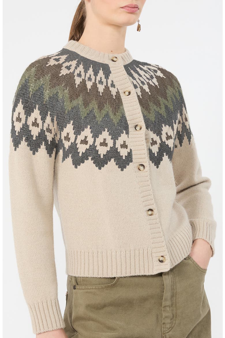 Fair Isle Alpaca & Wool Cardigan, Alternate, color, BEIGE