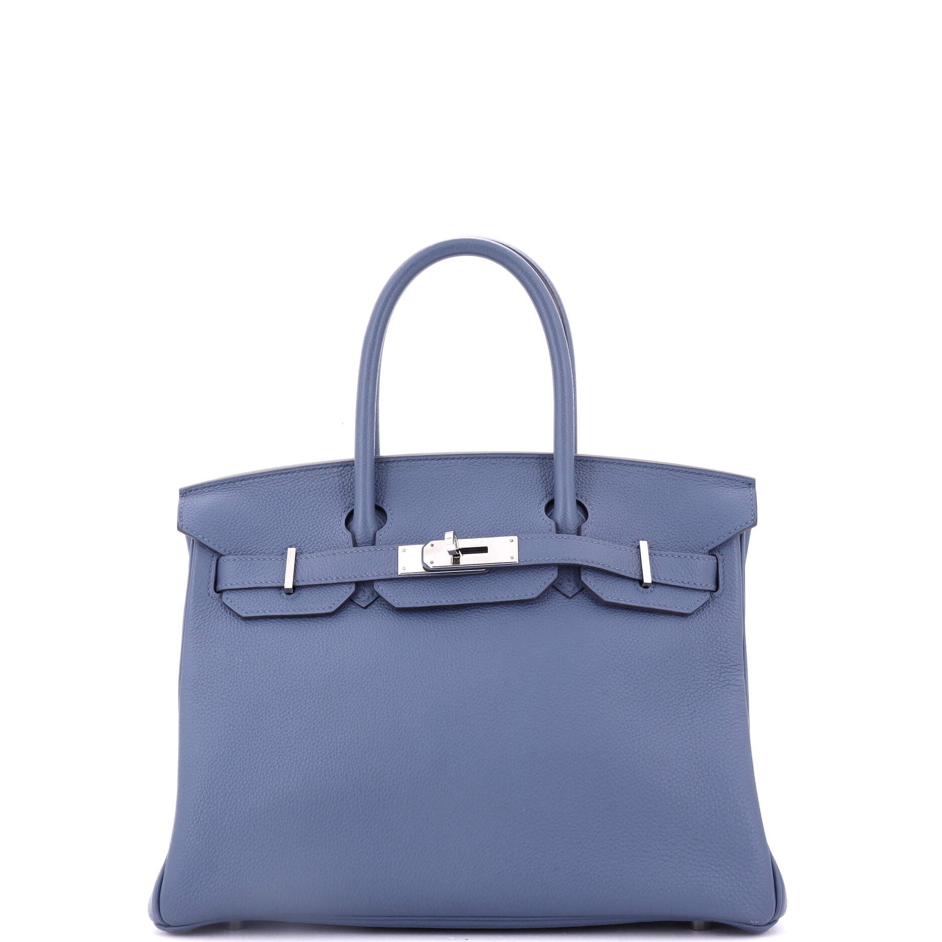 Pre-Owned Hermes Birkin Handbag Blue Togo with Palladium Hardware 30, Main, color, Bleu Brighton