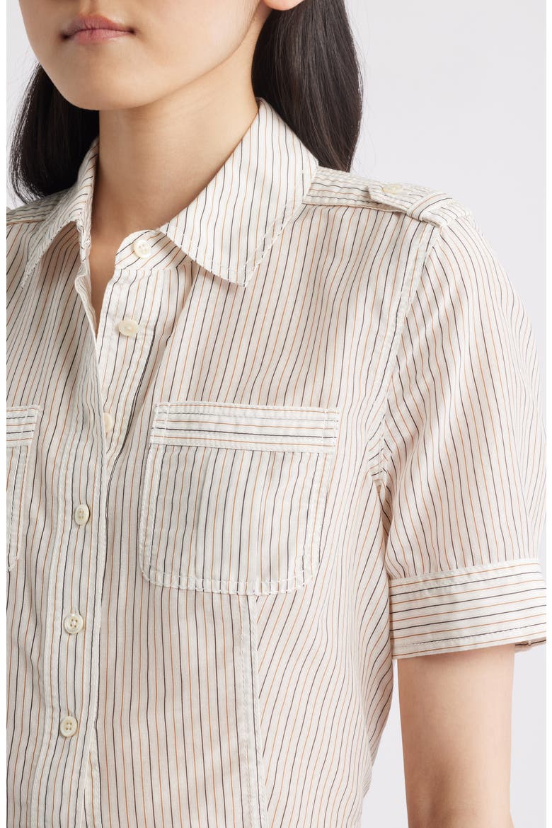 The Stripe Cotton & Silk Utility Shirt, Alternate, color, CREAM MULTI
