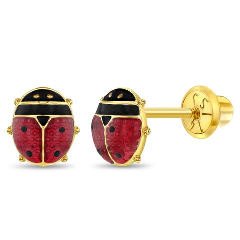 14k Garden Ladybug Earrings