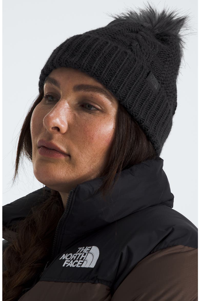 Oh Mega Faux Fur Pompom Beanie, Alternate, color, TNF BLACK