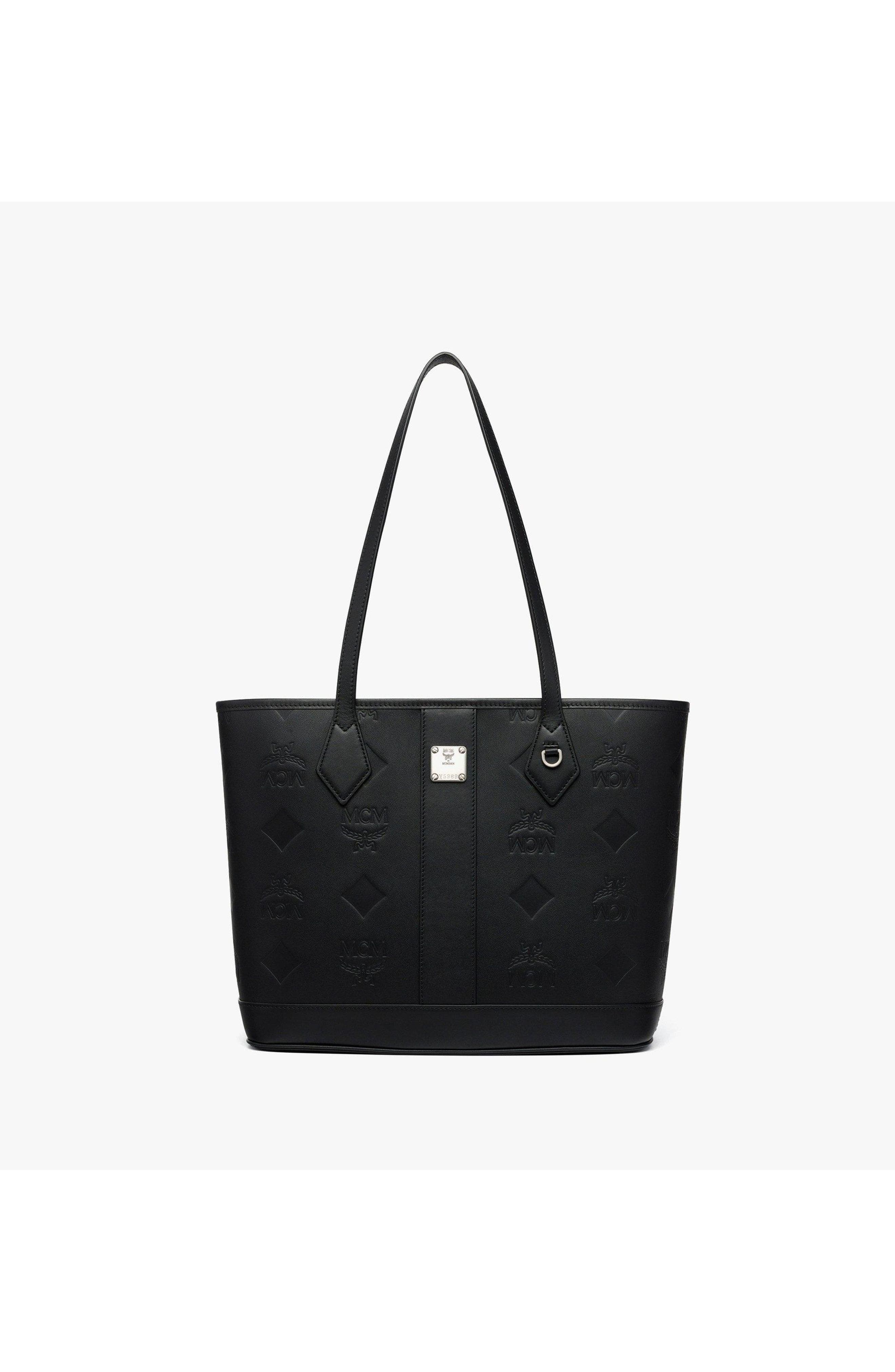 Small New Liz Shopper in Embossed Monogram Leather, Main, color, Black
