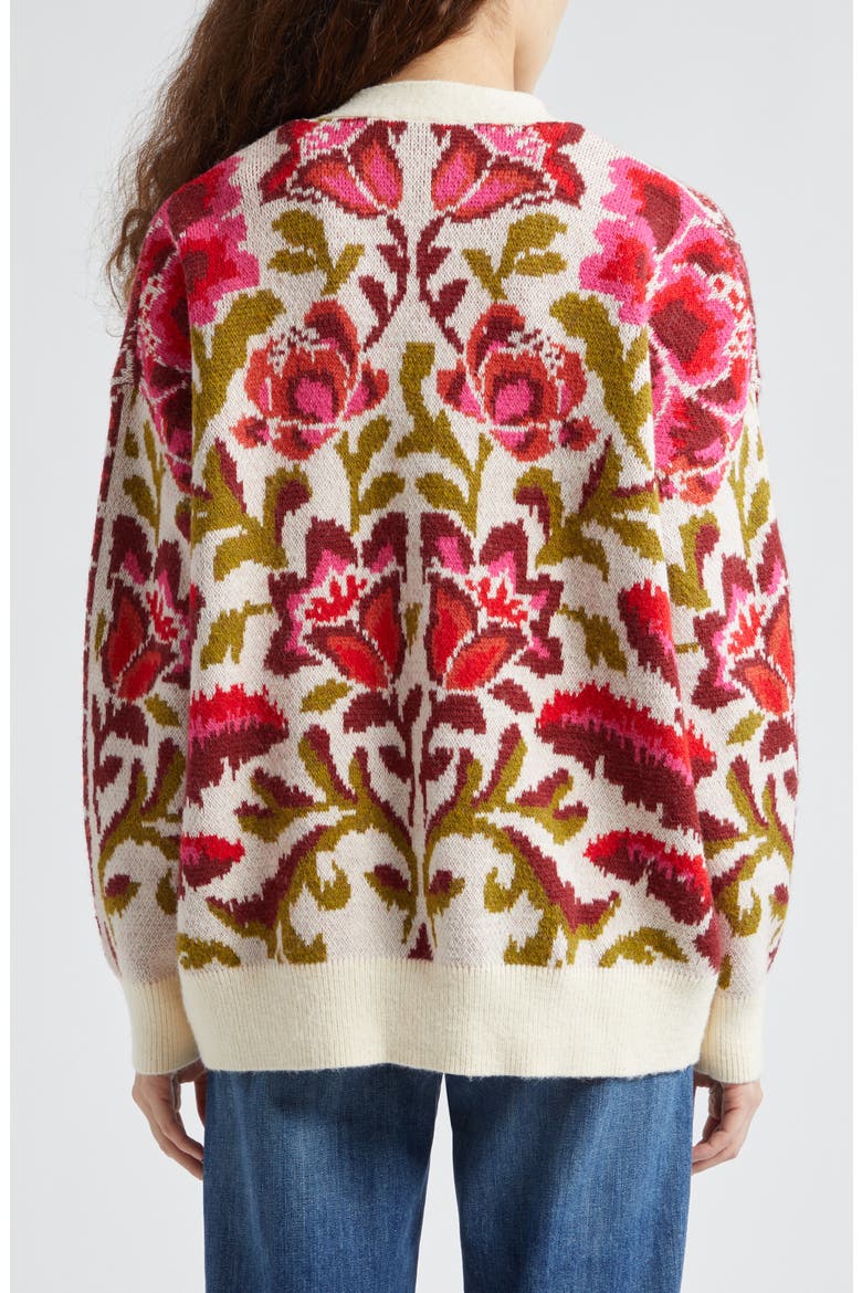 Toucans Scarf Print Cardigan, Alternate, color, TOUCANS SCARF MIXED OFF-WHITE