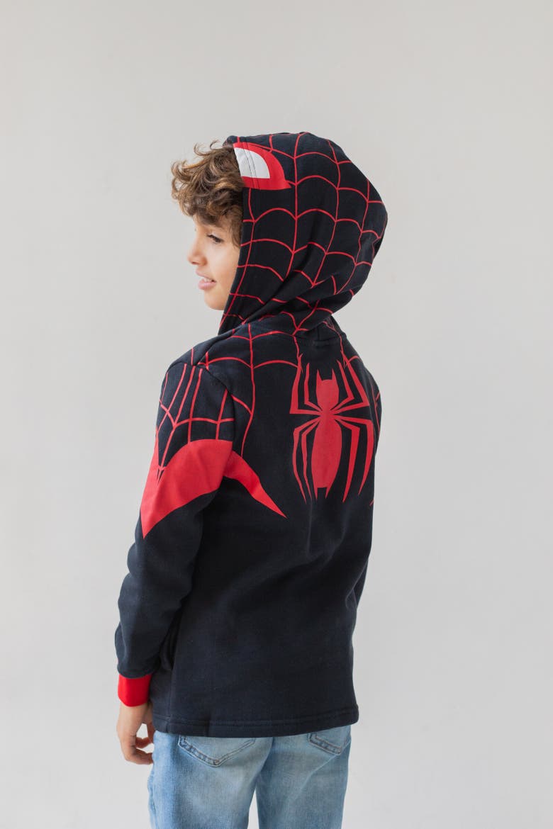 Spider-Man Cosplay Fleece Zip-Up Hoodie, Alternate, color, Miles Morales Black