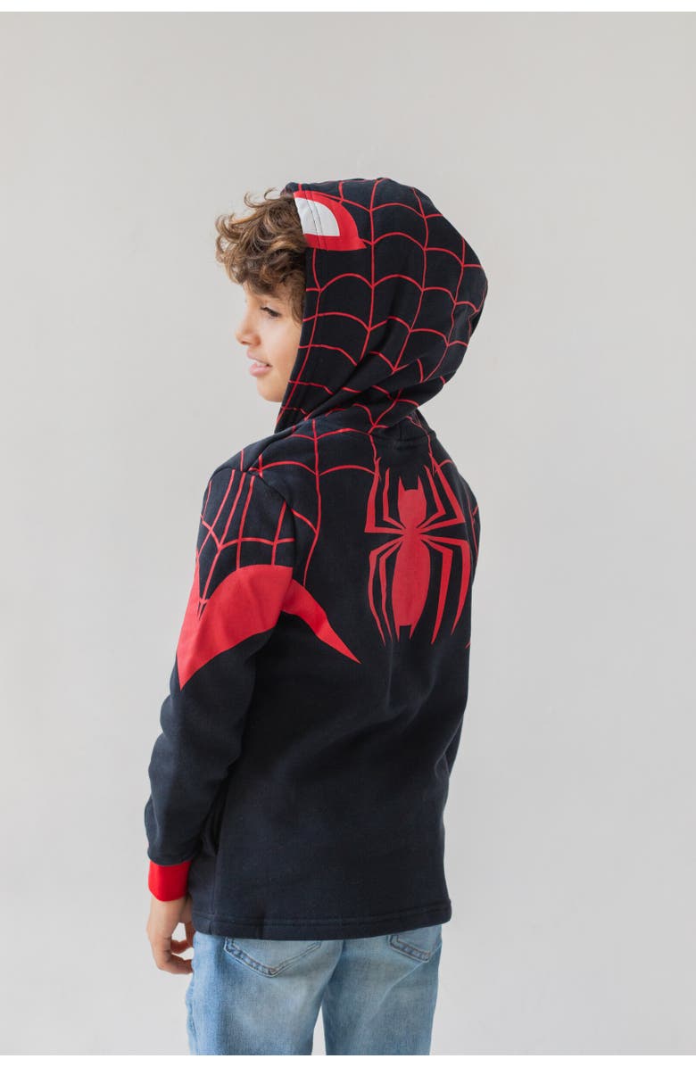 Marvel Spider-Man Cosplay Fleece Zip-Up Hoodie, Alternate, color, Miles Morales Black