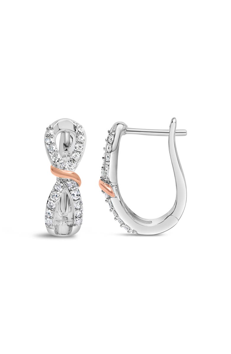 Haus of Brilliance 10K White and Rose Gold 1/3 Ct Diamond Infinite and Ribbon Hoop Earrings, Alternate, color, White