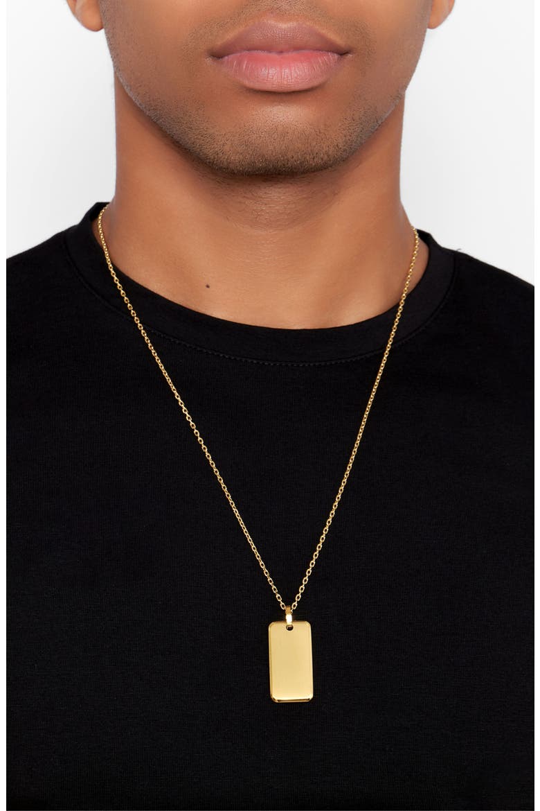Men's Dog Tag Pendant Necklace & Cuff Bracelet Set, Alternate, color, GOLD