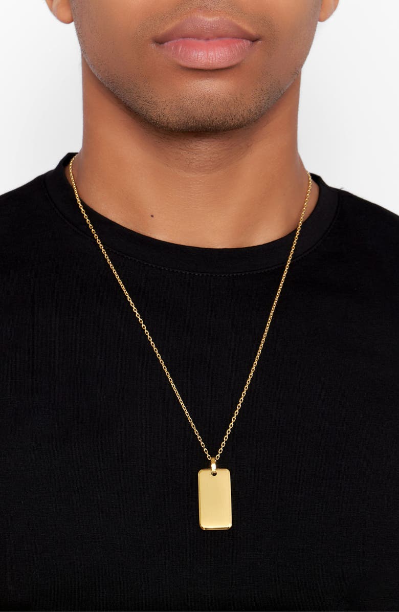 Adornia Men's Dog Tag Pendant Necklace & Cuff Bracelet Set, Alternate, color, Gold