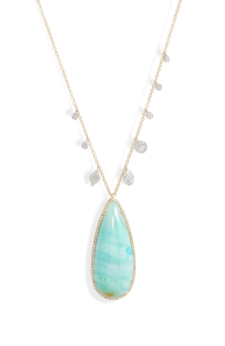 Meira T Opalized Wood & Diamond Charm Necklace, Main, color,