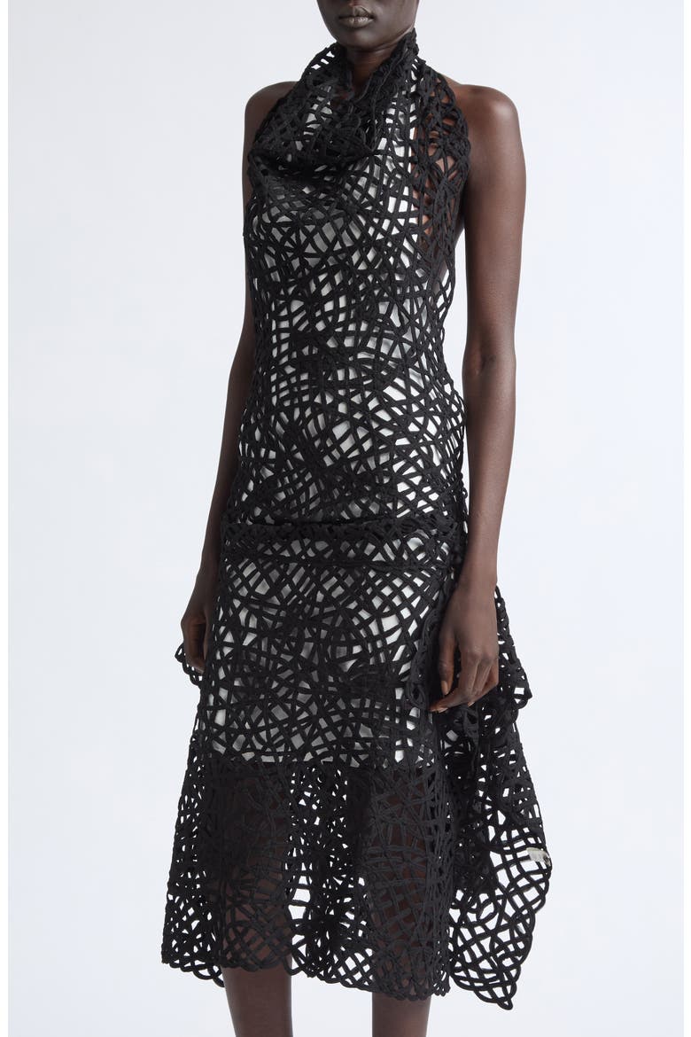 Webbed Sleeveless Dress, Alternate, color, BLACK