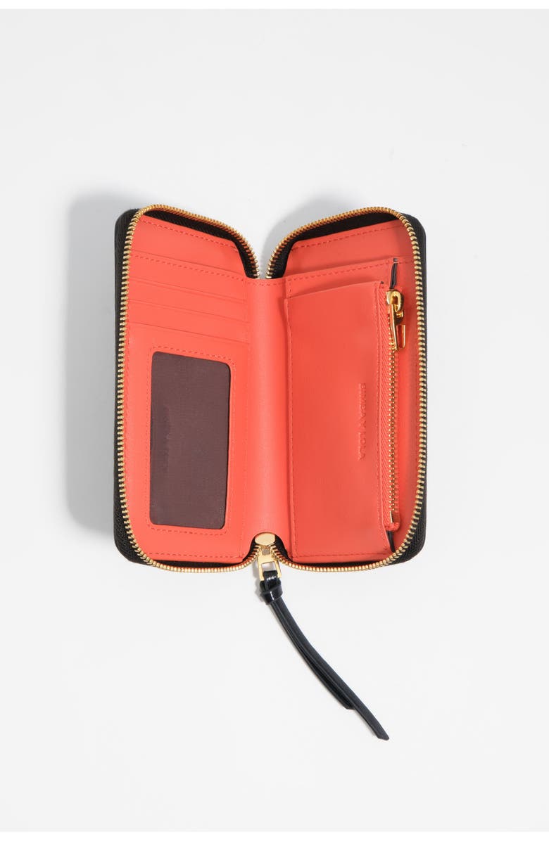 Bimba y Lola Embossed Crocodile Leather Compact Purse, Alternate, color, Black