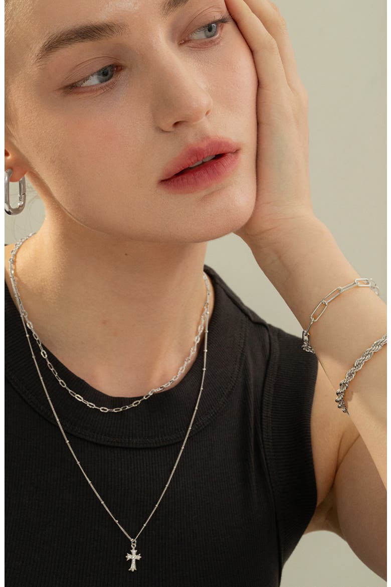 Sterling Silver 18k Gold Plated Amelia Chain Bracelet Dainty Trendy, Alternate, color, Silver