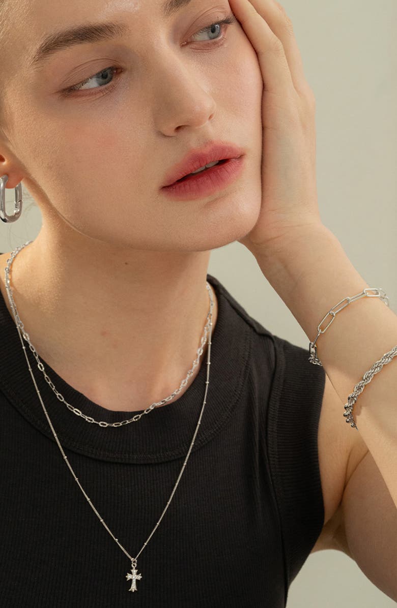 Bearfruit Jewelry Sterling Silver 18k Gold Plated Amelia Chain Bracelet Dainty Trendy, Alternate, color, Silver