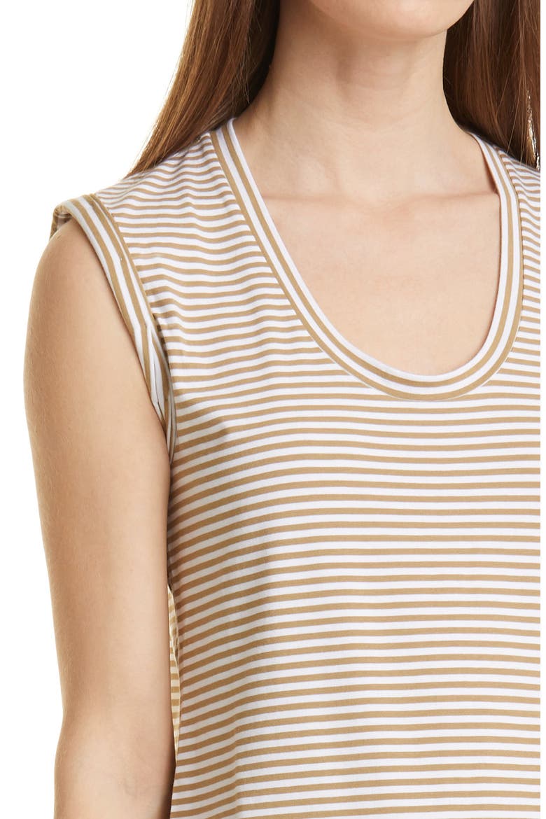 Stripe Cuff Sleeveless Dress, Alternate, color, SANDALWOOD/ WHITE